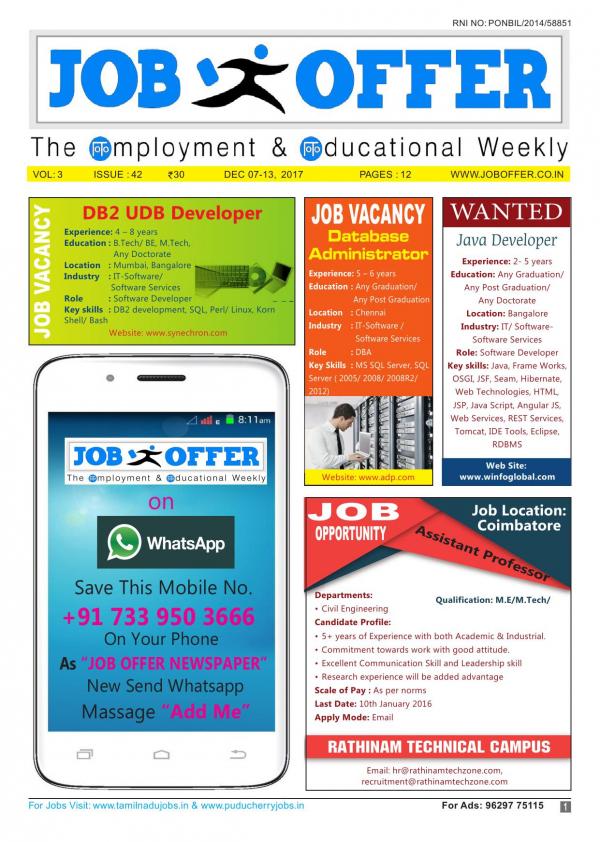 Job Offer Newspaper Free Edition 01 01 70 Newspaper In English By Job Offer Weekly Free English Edition Read On Mobile Tablets