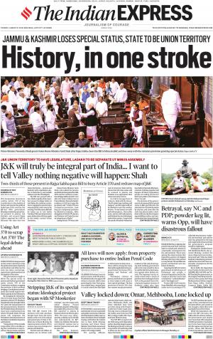 Indian Express Delhi, Tue, 6 Aug 19