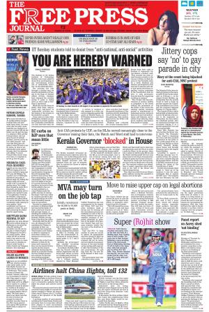 Free Press Journal Free Press Mumbai Epaper Edition Thu 30 Jan 20