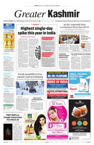 Greater Kashmir Greater Kashmir, Sun, 14 Mar 21