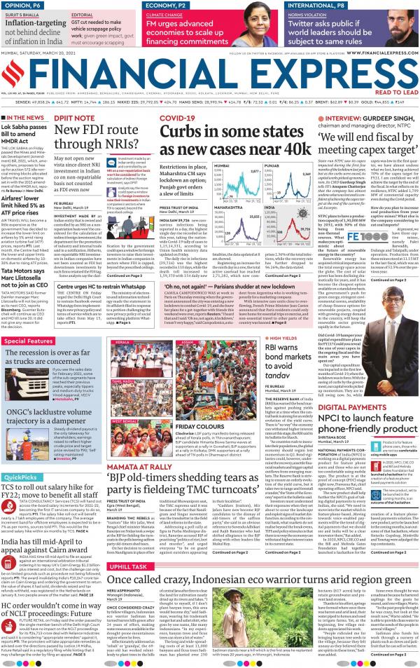 Financial Express Epaper English Epaper, Today's Business Newspaper