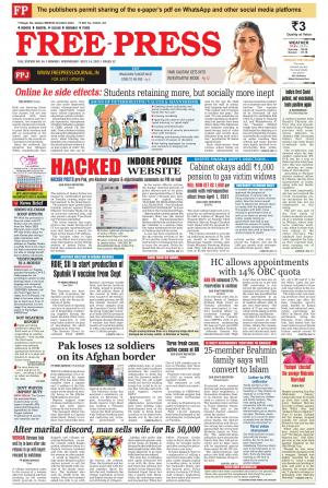 Free Press Journal Free Press - Indore Edition, Wed, 14 Jul 21