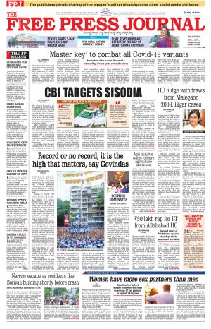 Free Press Journal Free Press Mumbai Epaper Edition Sat 20 Aug 22