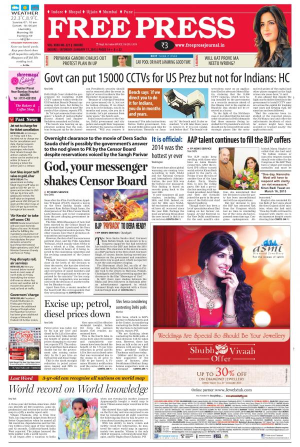 Free Press Indore Edition 01 01 70 Newspaper In English By Free Press Journal Read On Mobile Tablets